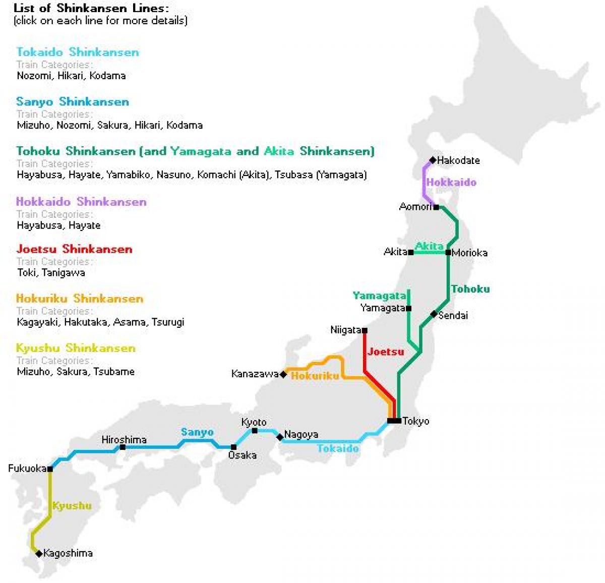 bullet train mapu japonska