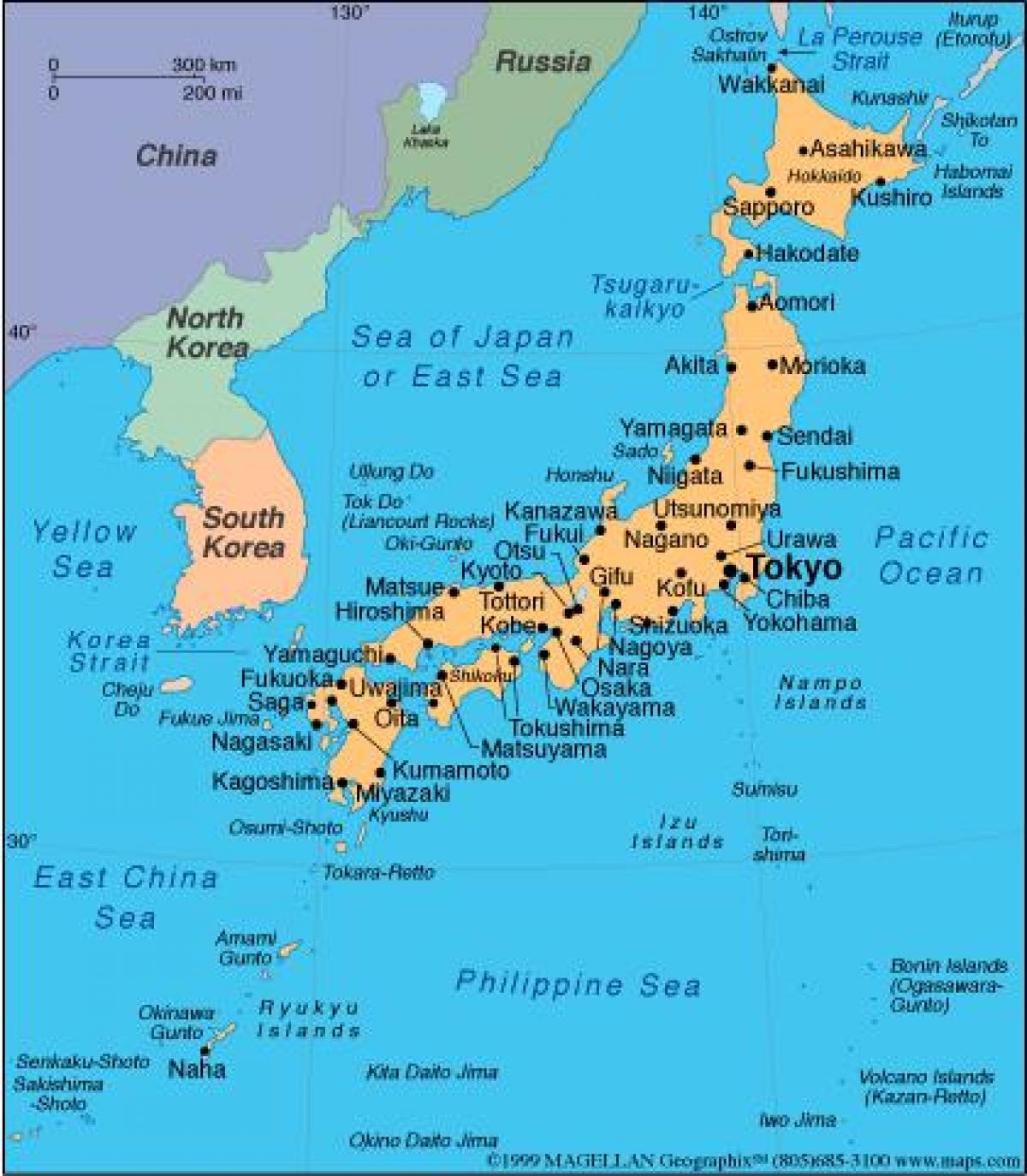mapa japonsko ostrovy