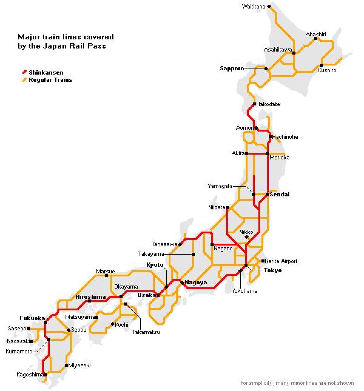 železničnej mapu japonska