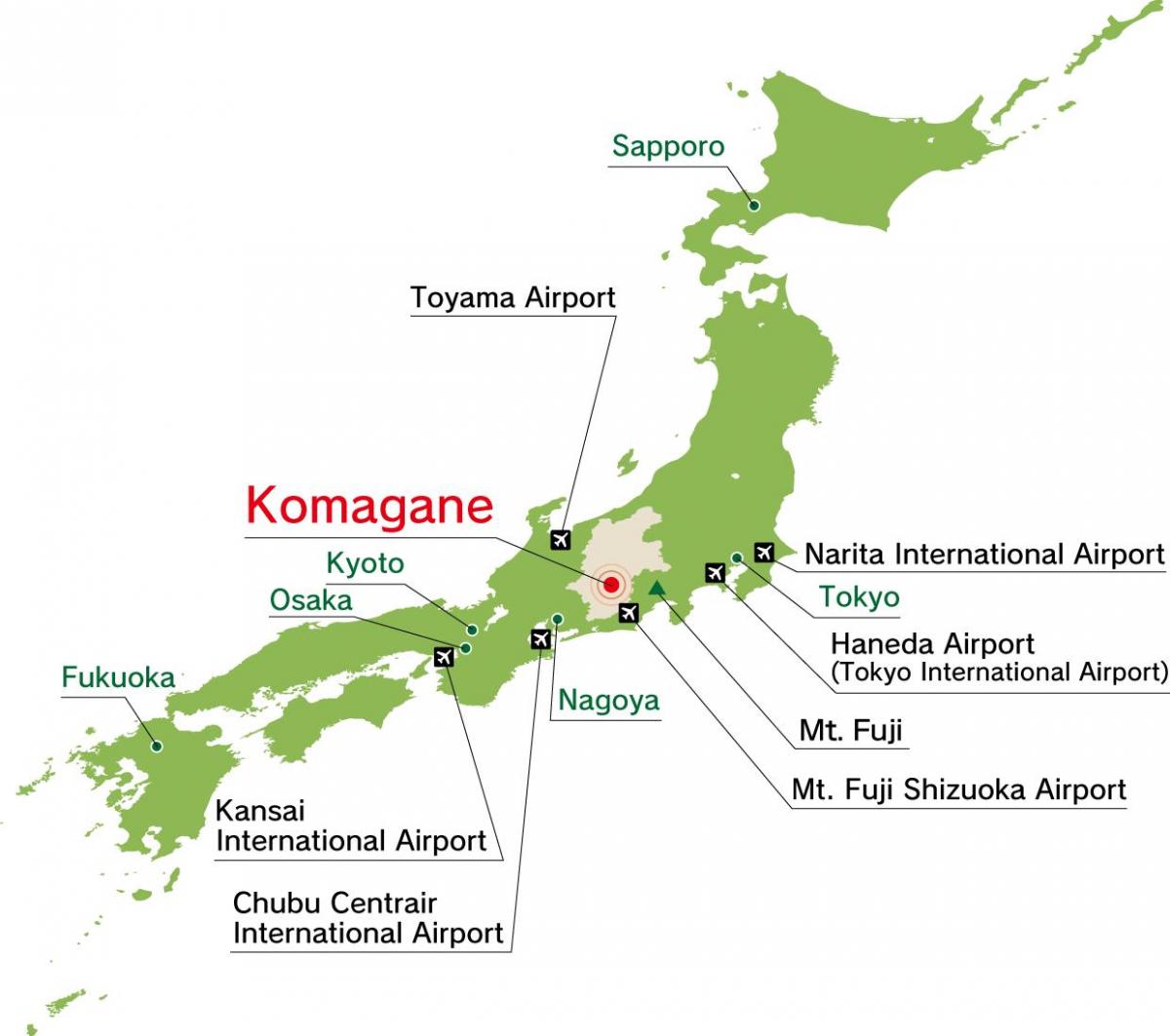 japonsko mapu letiská