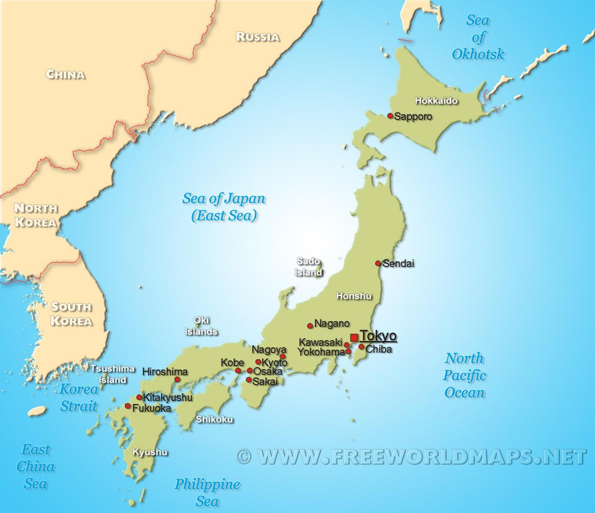 japonsko na mape